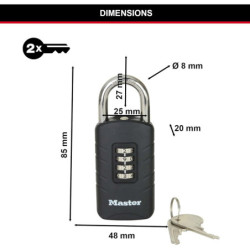 Cadenas couvert à combinaison à clé Master Lock largeur 48mm