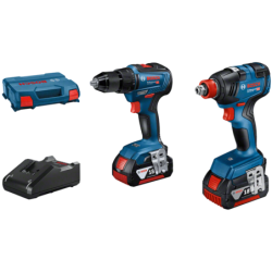 Pack 2 machines Bosch GSR 18V-55 + GDX 18V-200 + 1 chargeur et 2 batteries 18V - 4Ah