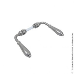 Béquille double Mansart Bouvet fer patiné cémenté carré 7 mm