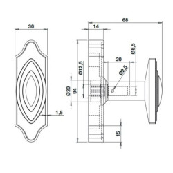 Bouton de fenêtre sur rosette Bouvet 133 acier cémenté