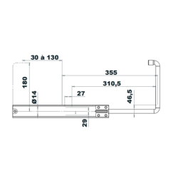 Arrêt de volet universel maxi Torbel noir L 180 mm – réf. 9470776
