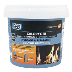 Mastic réfractaire pour appareils de chauffage et foyers de cheminée CaloryGeb noir pot de 600g