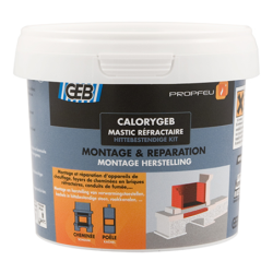 Mastic réfractaire pour appareils de chauffage et foyers de cheminée CaloryGeb noir pot de 600g