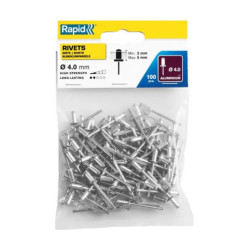 Rivets standard Rapid aluminium/acier Ø3.2 à Ø4.8 mm – Sachet 100 pcs