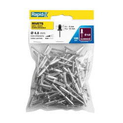 Rivets standard Rapid aluminium/acier Ø3.2 à Ø4.8 mm – Sachet 100 pcs