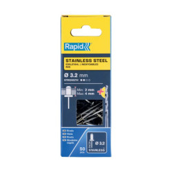 Rivets inoxydables Rapid AISI304 Ø3.2 à Ø4.8 mm – Boîte 50 pcs