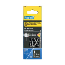Rivets inoxydables Rapid AISI304 Ø3.2 à Ø4.8 mm – Boîte 50 pcs