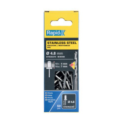 Rivets inoxydables Rapid AISI304 Ø3.2 à Ø4.8 mm – Boîte 50 pcs