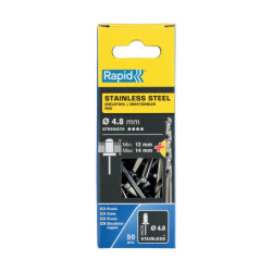 Rivets inoxydables Rapid AISI304 Ø3.2 à Ø4.8 mm – Boîte 50 pcs