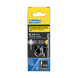 Rivets inoxydables Rapid AISI304 Ø3.2 à Ø4.8 mm – Boîte 50 pcs
