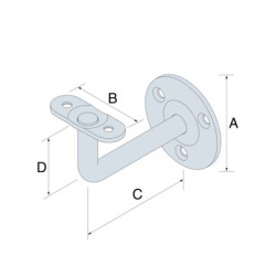 Support rampe coudé SRC Simpson Ø61x55x82 mm acier zingué