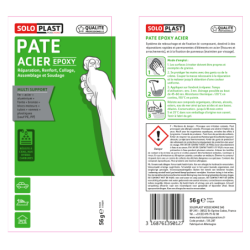 Pâte Epoxy rebouchage acier Soloplast 56 g – Réparation métal