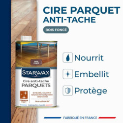 Cire anti-tache Starwax bois foncé 1 L pour parquets cirés